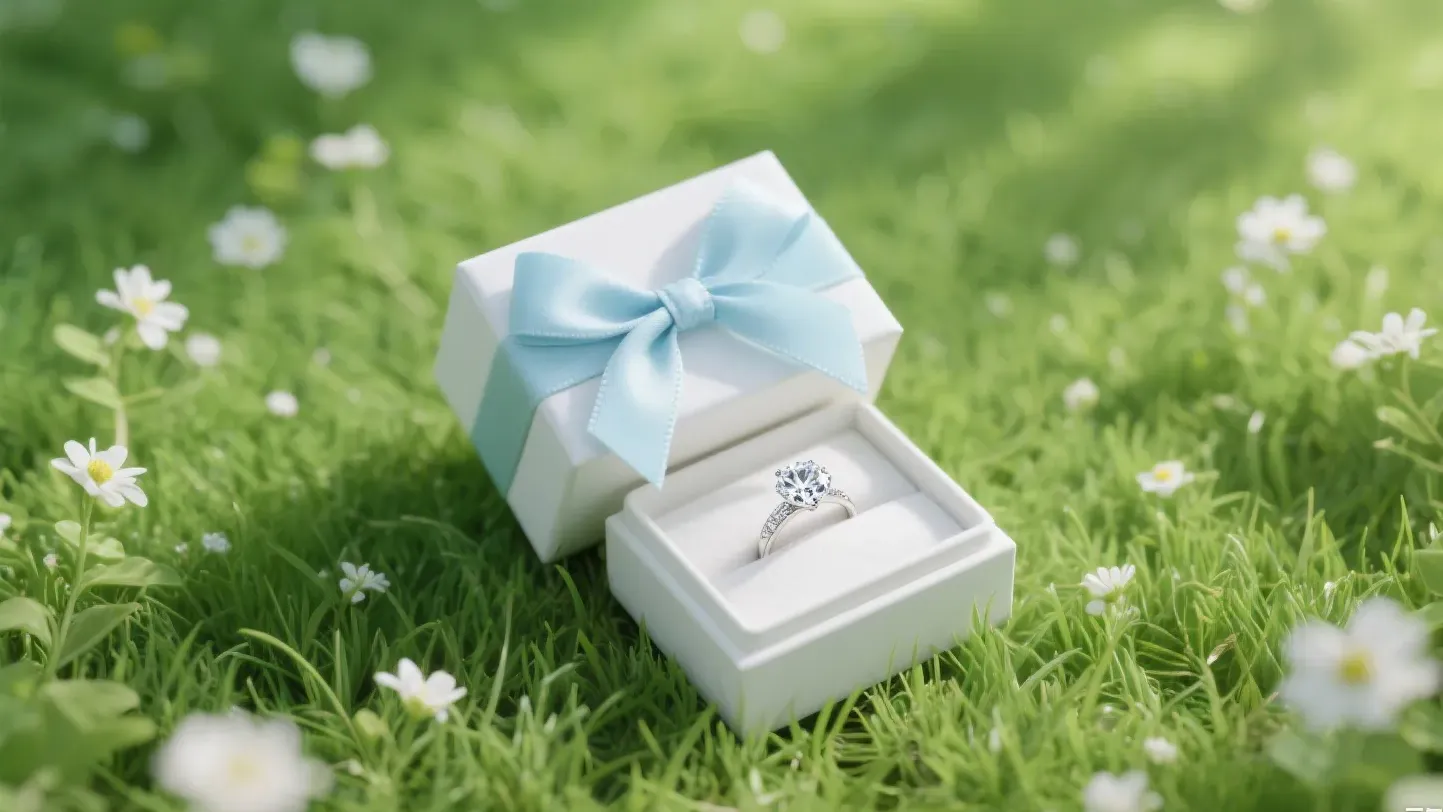 pastel jewelry box on green gras
