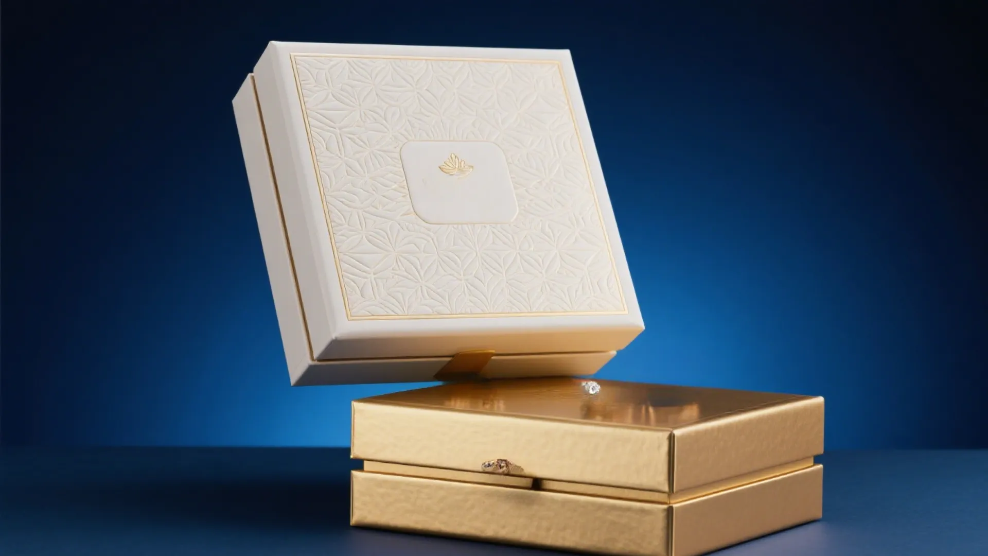stacked luxury jewelry boxes display