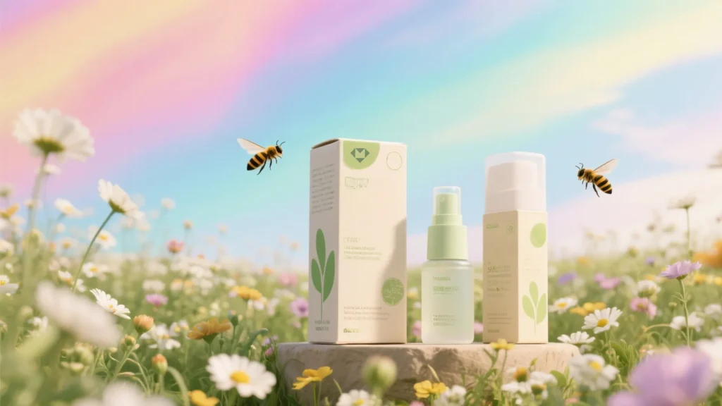 sustainable cosmetic packaging in forest