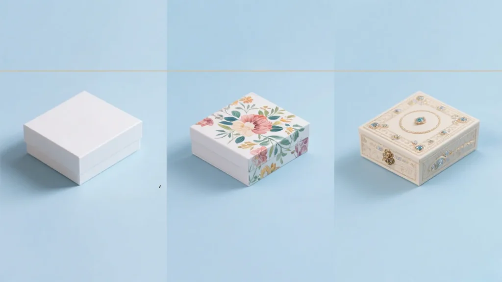 three different economical box designs