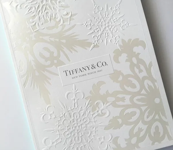 white tiffany christmas gift box with snowflake