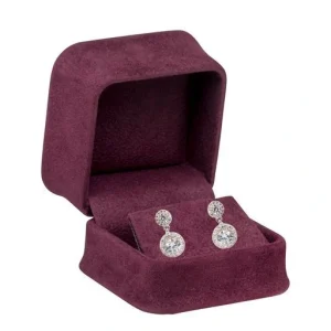Burgundy Suede Earring Box | Custom Jewelry Packaging – Richpack - Suede Earring Box 2