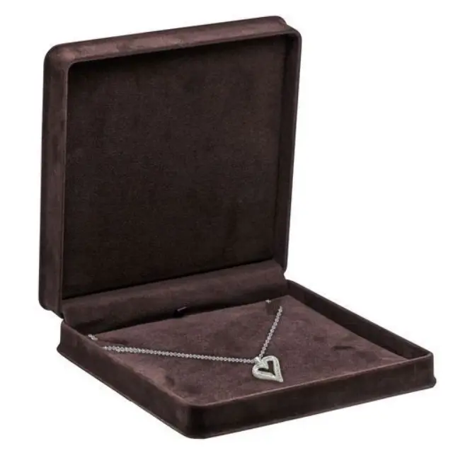 Suede Necklace Box Brown | Custom Jewelry Packaging – Richpack - Suede Necklace Box 2
