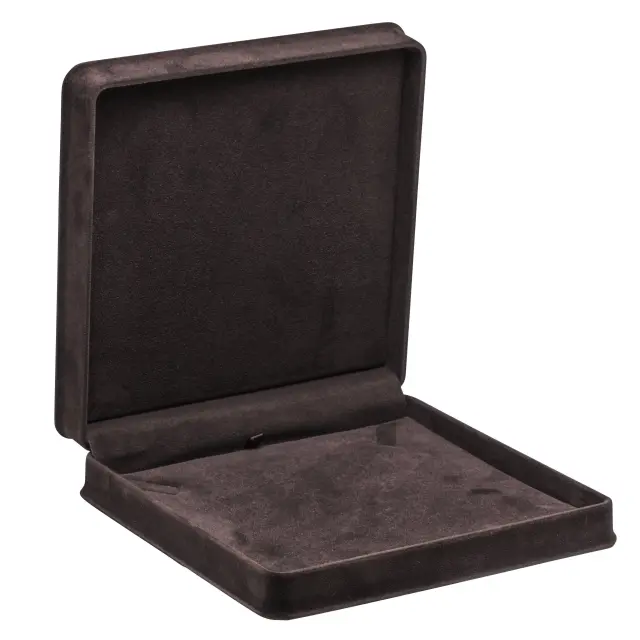 Suede Necklace Box Brown | Custom Jewelry Packaging – Richpack - Suede Necklace Box