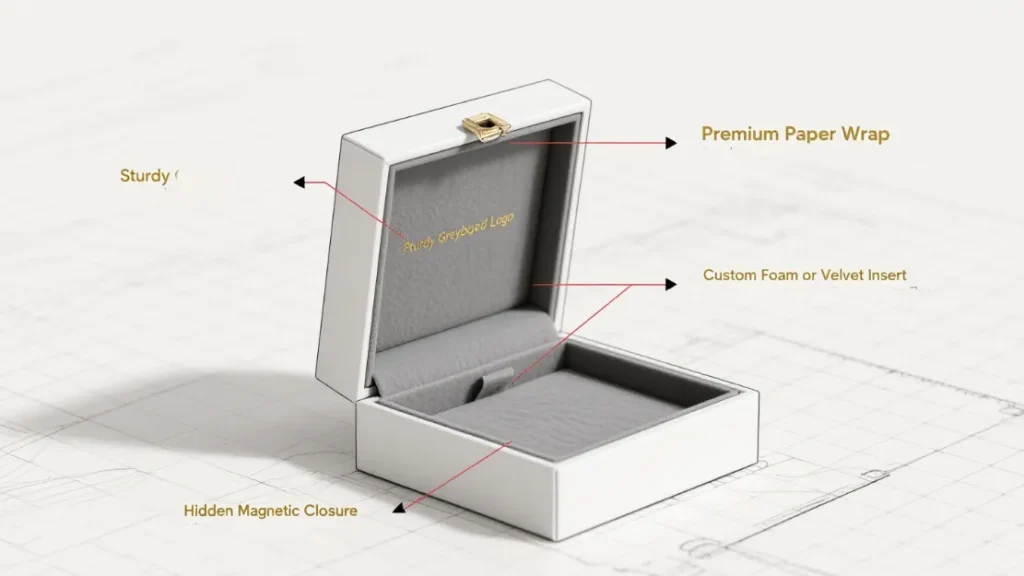 USA 15 Leading Jewelry Boxes Manufacturers in 2025 - a jewelry box labeling its structural components
