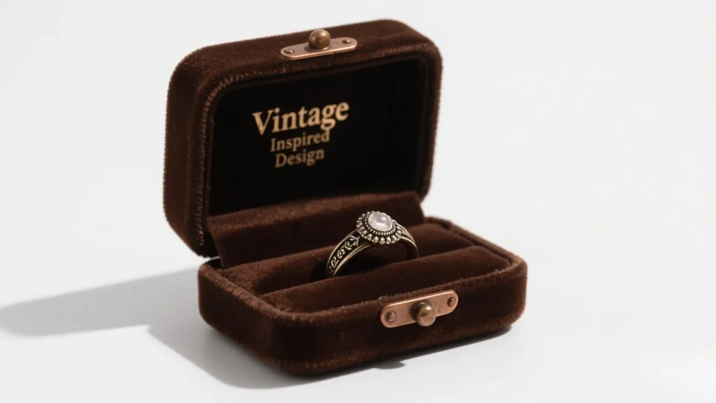 brown velvet engraved ring box