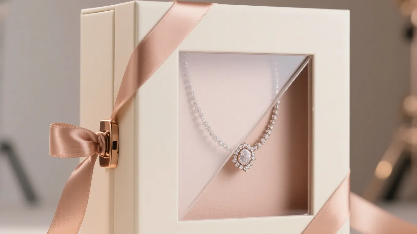 die cutting beige ribbon jewelry box