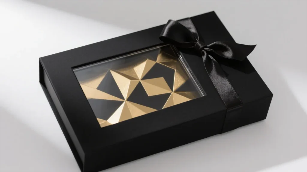 die cutting black geometric jewelry box