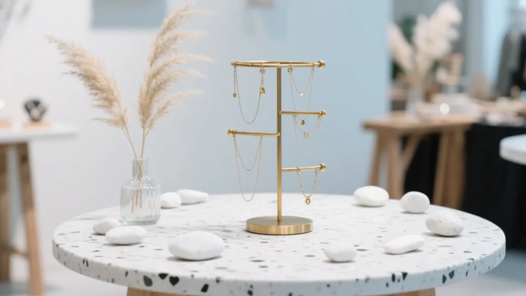 elegant letter jewelry arrangement on table