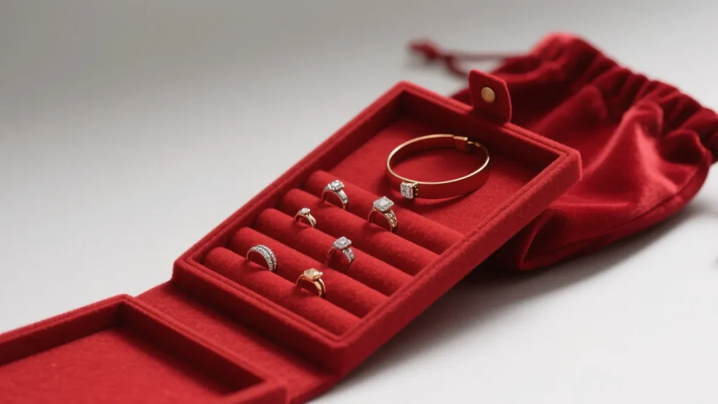 foam inserts multi ring jewelry box red roll up