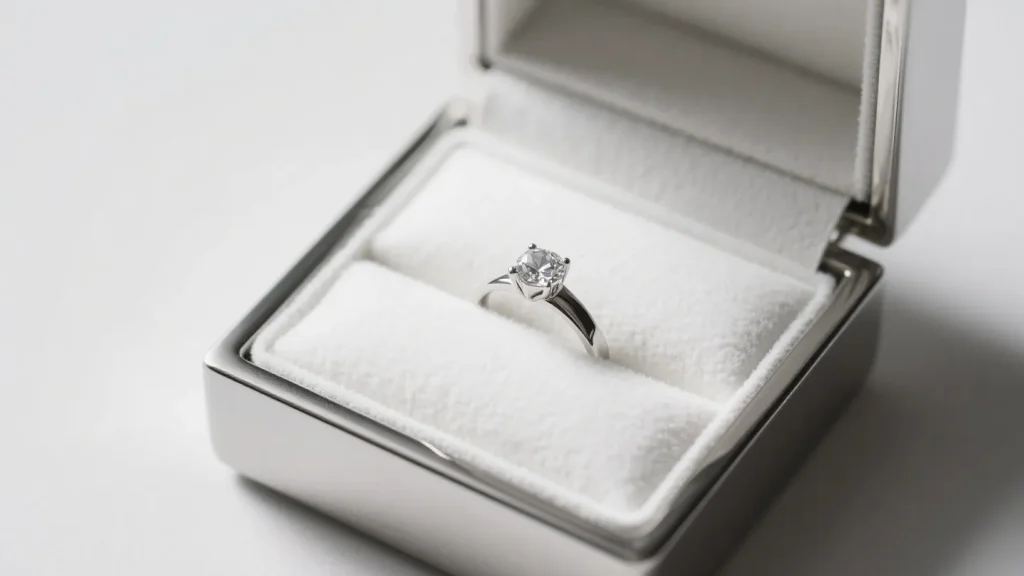 foam inserts ring jewelry box silver modern