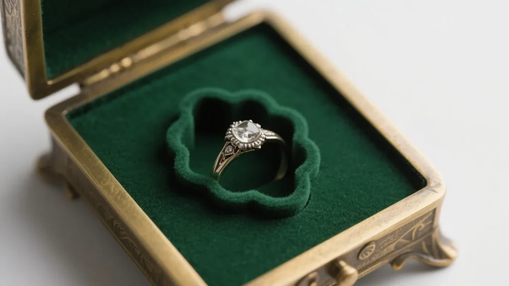 foam inserts ring jewelry box vintage green velvet
