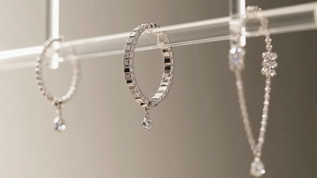 hanging earrings and necklace display