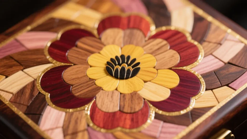 intricate pattern wooden jewelry box