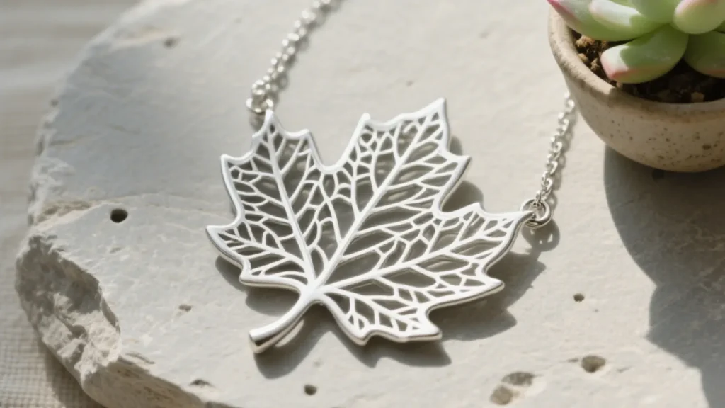 leaf shaped necklace jewelry showcase
