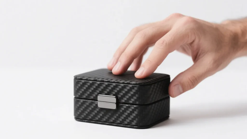 men jewelry box textured black mini case
