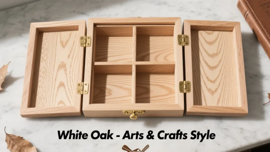 multi compartment wooden jewelry box interior