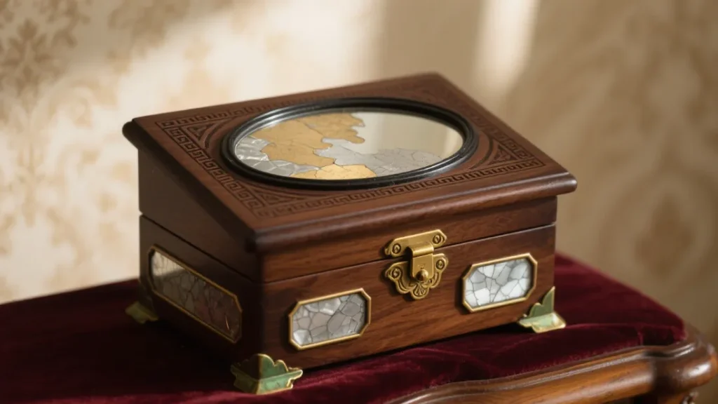 record player shaped wooden jewelry box