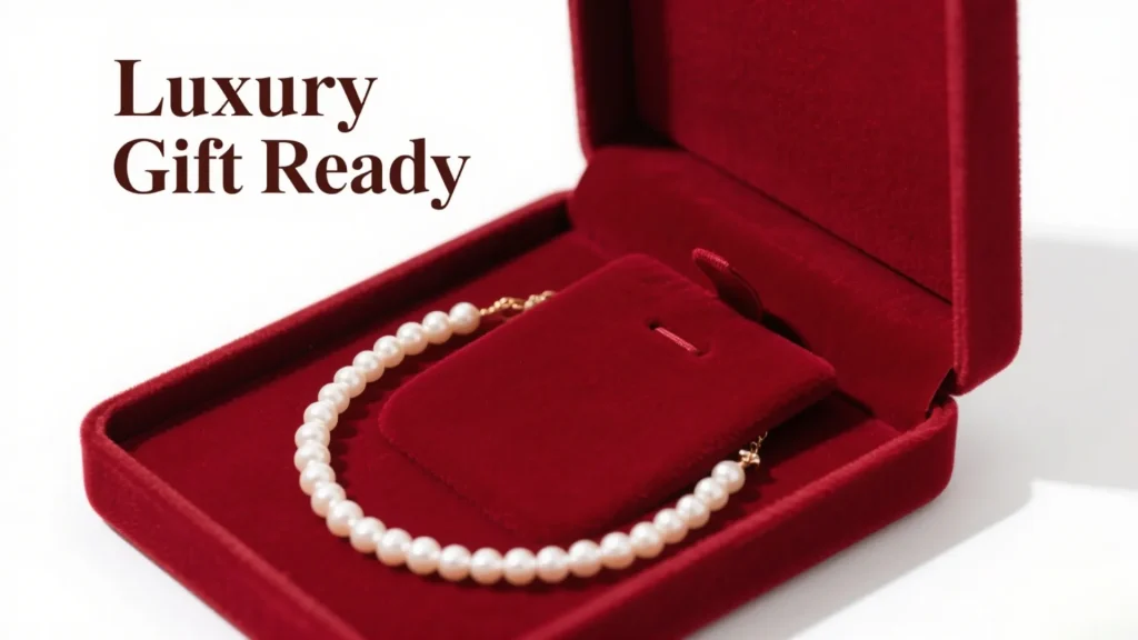 red velvet pearl necklace box