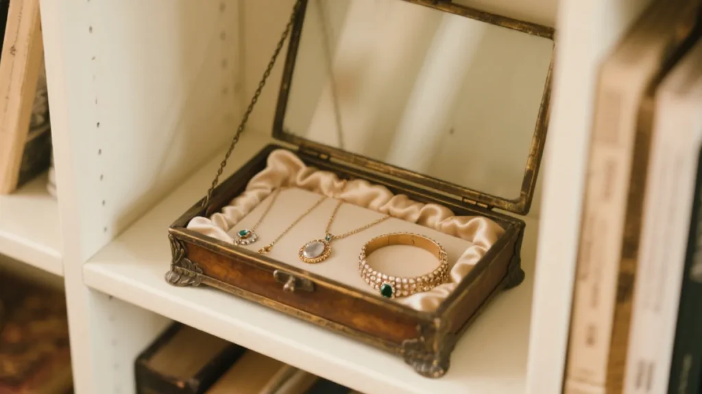 retro box jewelry collection display