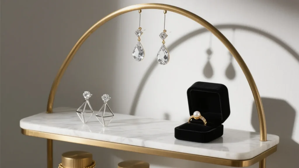 round gold rack jewelry display counter