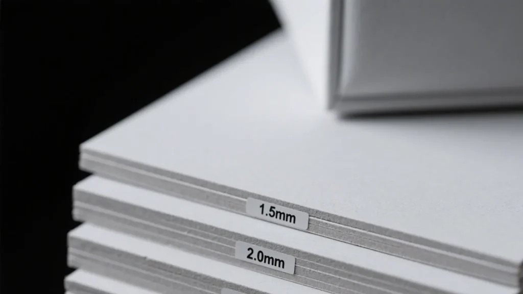 stacked rigid jewelry box greyboard thickness