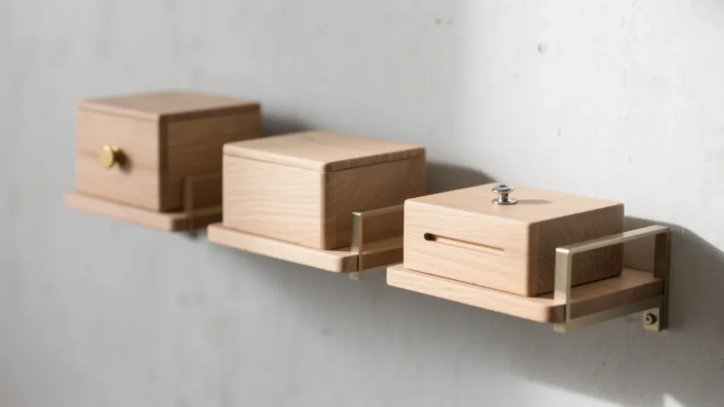 stacked small wooden jewelry boxes