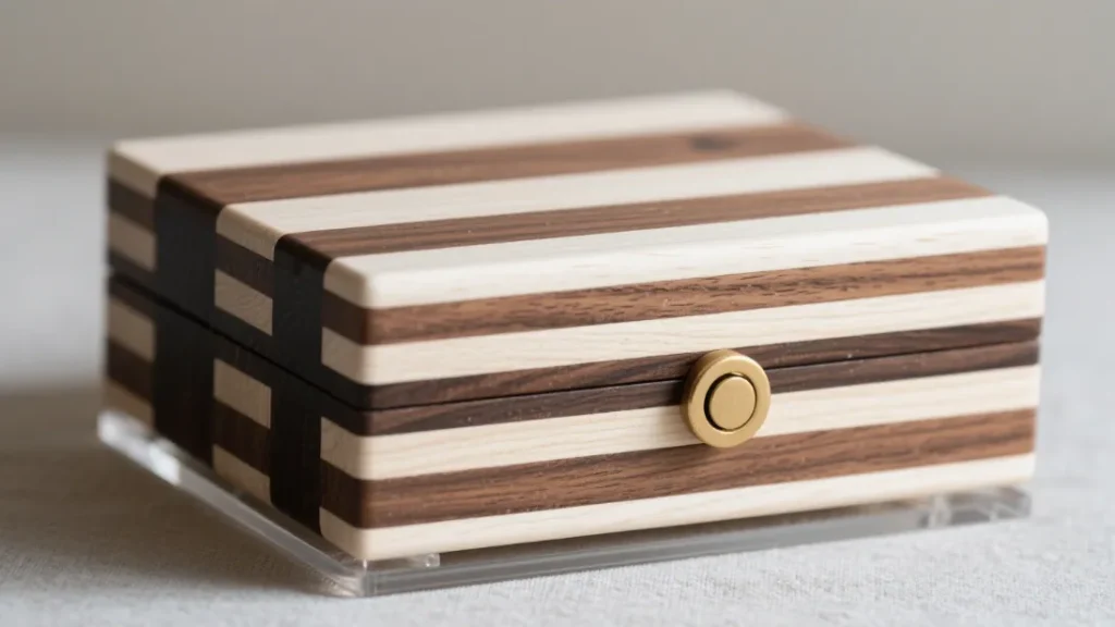 striped pattern wooden jewelry box