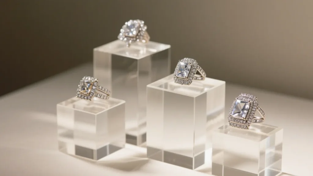 transparent cube jewelry display set