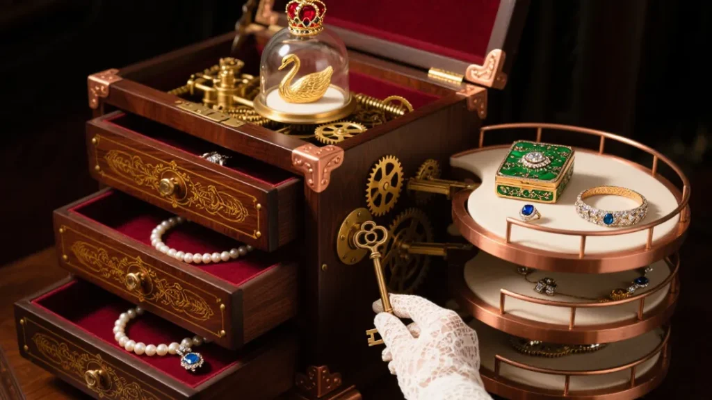 wooden box multi layer jewelry storage