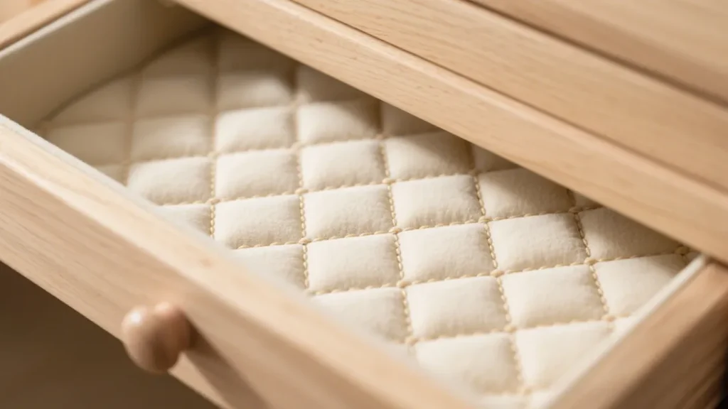 wooden box quilted lining interior