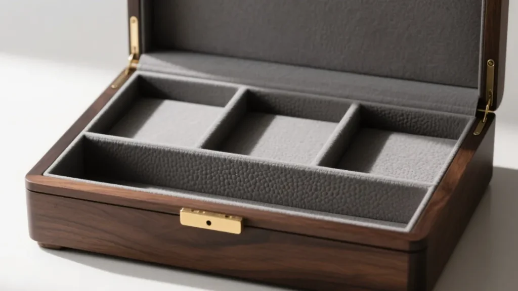 wooden box three section storage