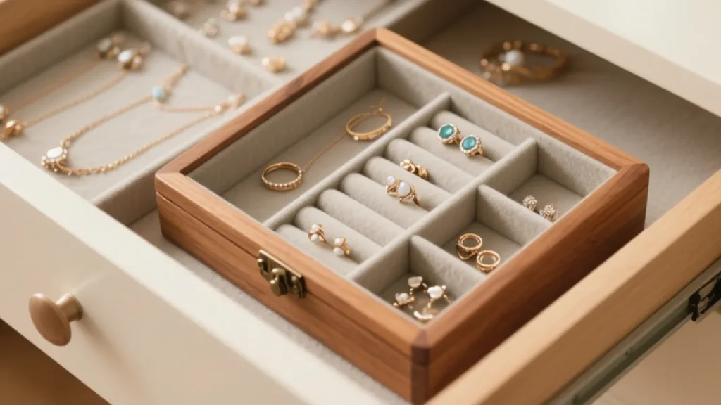 wooden drawer jewelry storage display