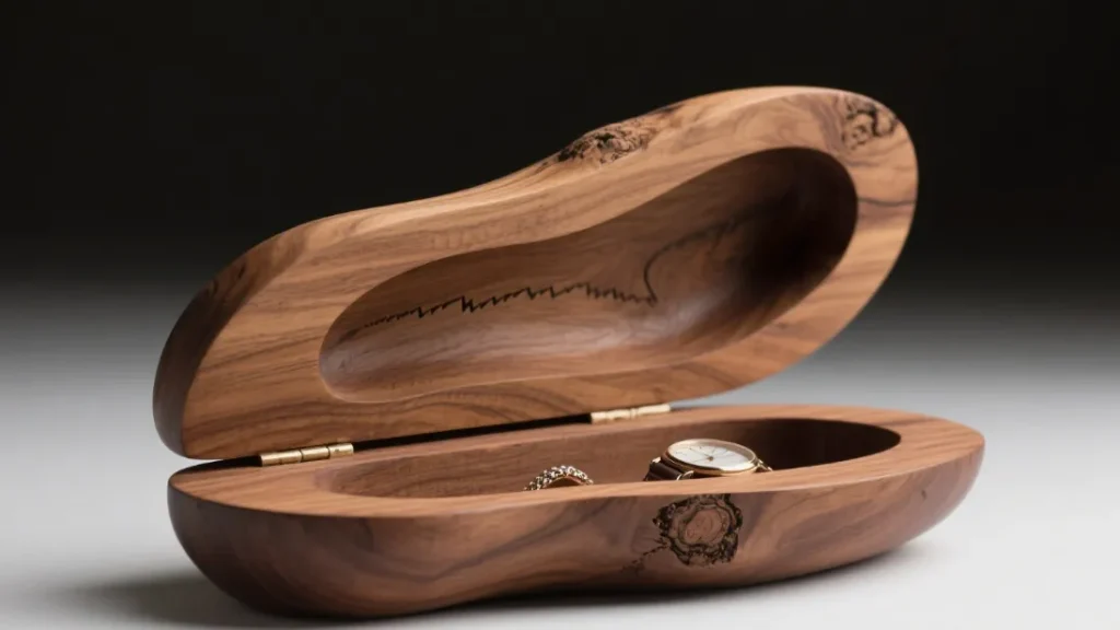 wooden jewelry box two layer open