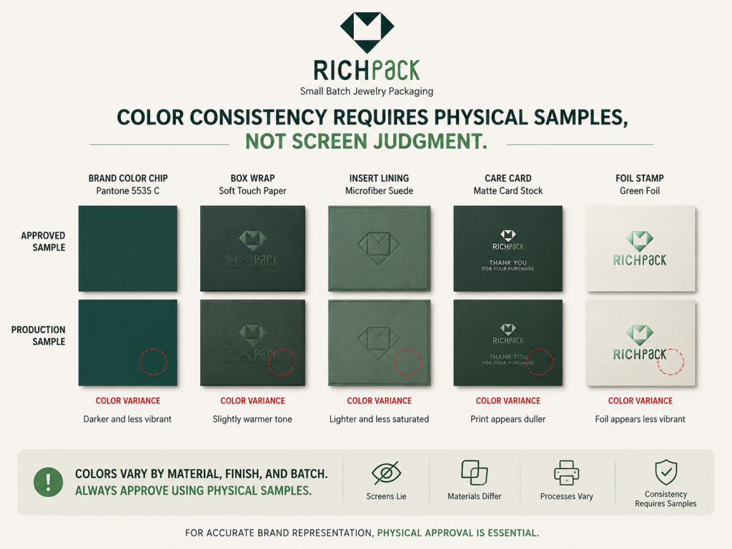 The Ultimate Guide to Small Batch Jewelry Packaging - Color Matching