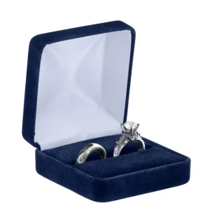 Double Ring Box Suede Navy Blue | Custom Luxury Jewelry Packaging Solutions – Richpack - Double Ring Box 4