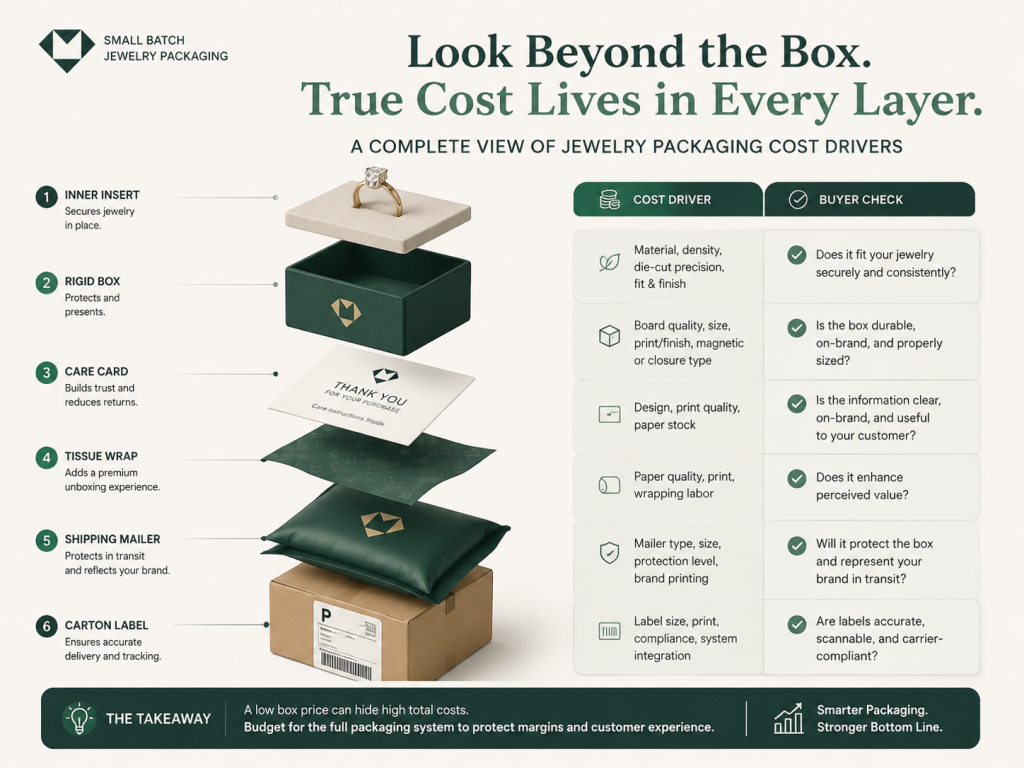 The Ultimate Guide to Small Batch Jewelry Packaging - Hidden Costs in Inserts, Cards, Bags, and Mailers