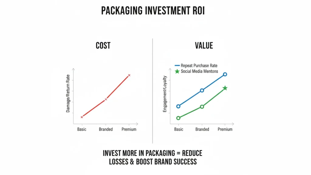 ROI calculation framework showing packaging investment vs. business outcome metrics]