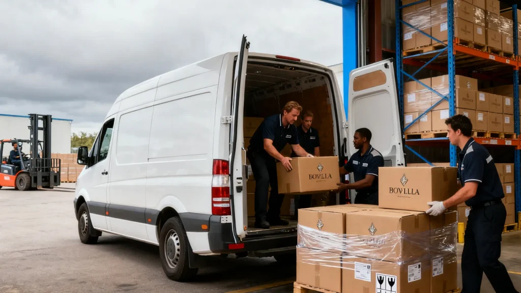 Richpack jewelry packaging delivery truck loading