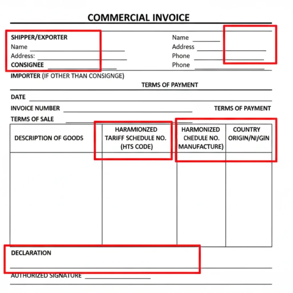 commercial invoice example