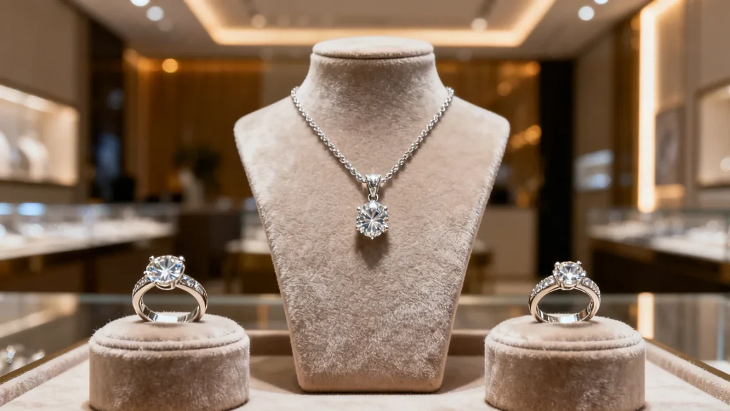 High-Conversion Jewelry Displays: Strategy & Design for Retail - luxury jewelry display necklace ring showcase