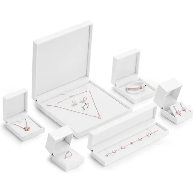 Necklace Box White Faux Leather | Custom Pendant Packaging – Richpack - necklace box 2