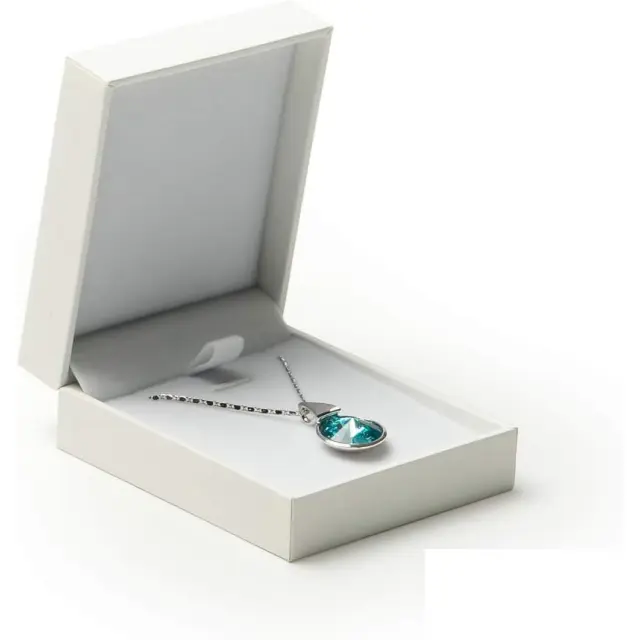 Necklace Box White Faux Leather | Custom Pendant Packaging – Richpack - necklace box