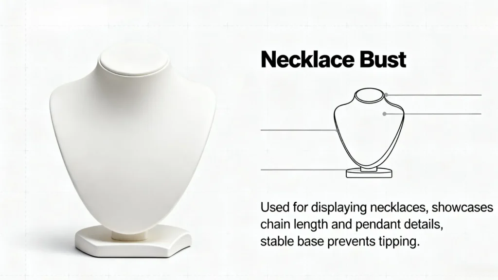 High-Conversion Jewelry Displays: Strategy & Design for Retail - necklace bust jewelry display mannequin