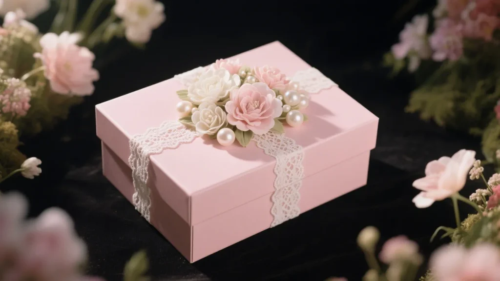 pink floral decoration women monthly gift box