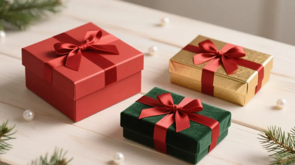 red green christmas gift boxes