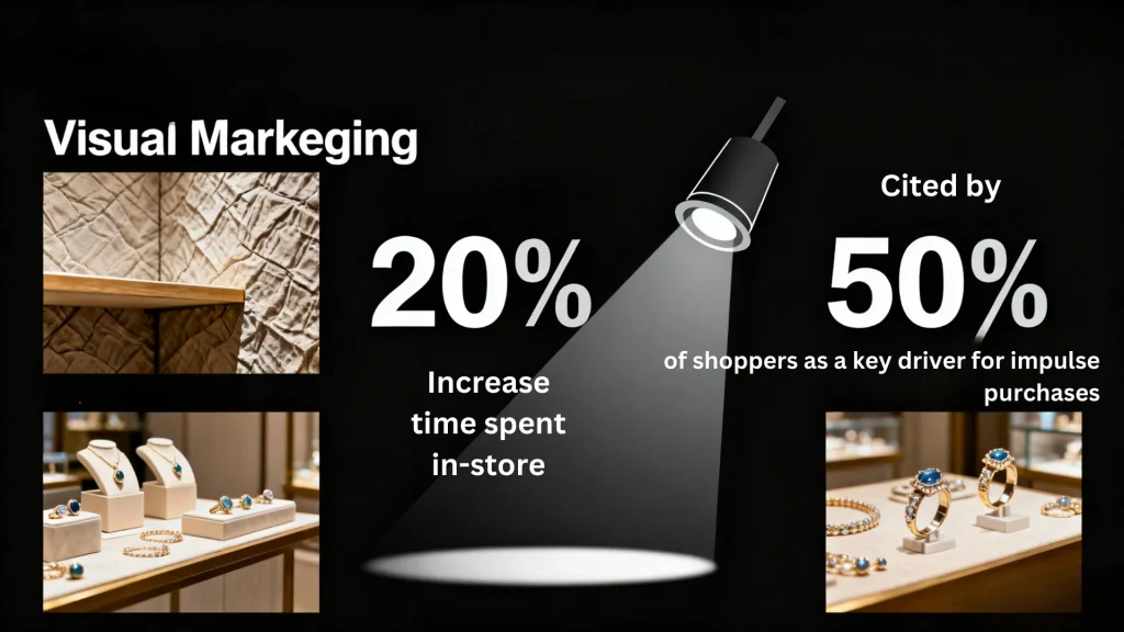 High-Conversion Jewelry Displays: Strategy & Design for Retail - visual marketing stats in store time impulse purchase
