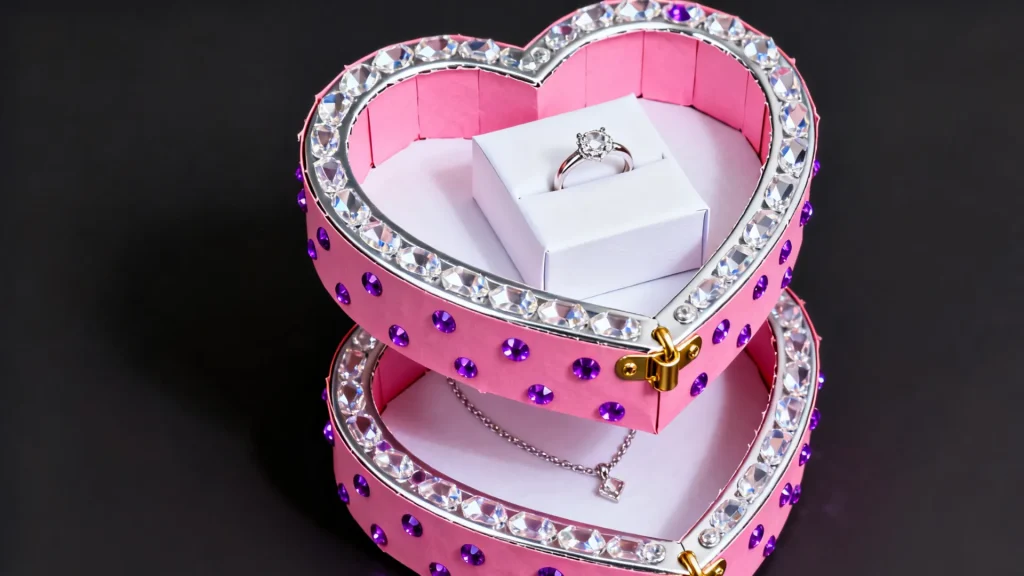 y2k fashion jewelry box in heart shape