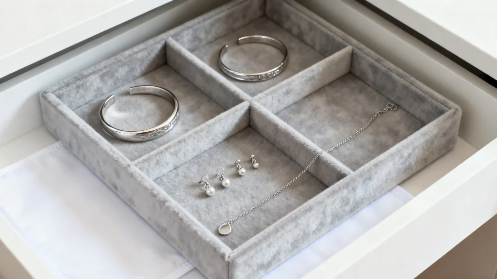Gray segmented custom jewelry tray