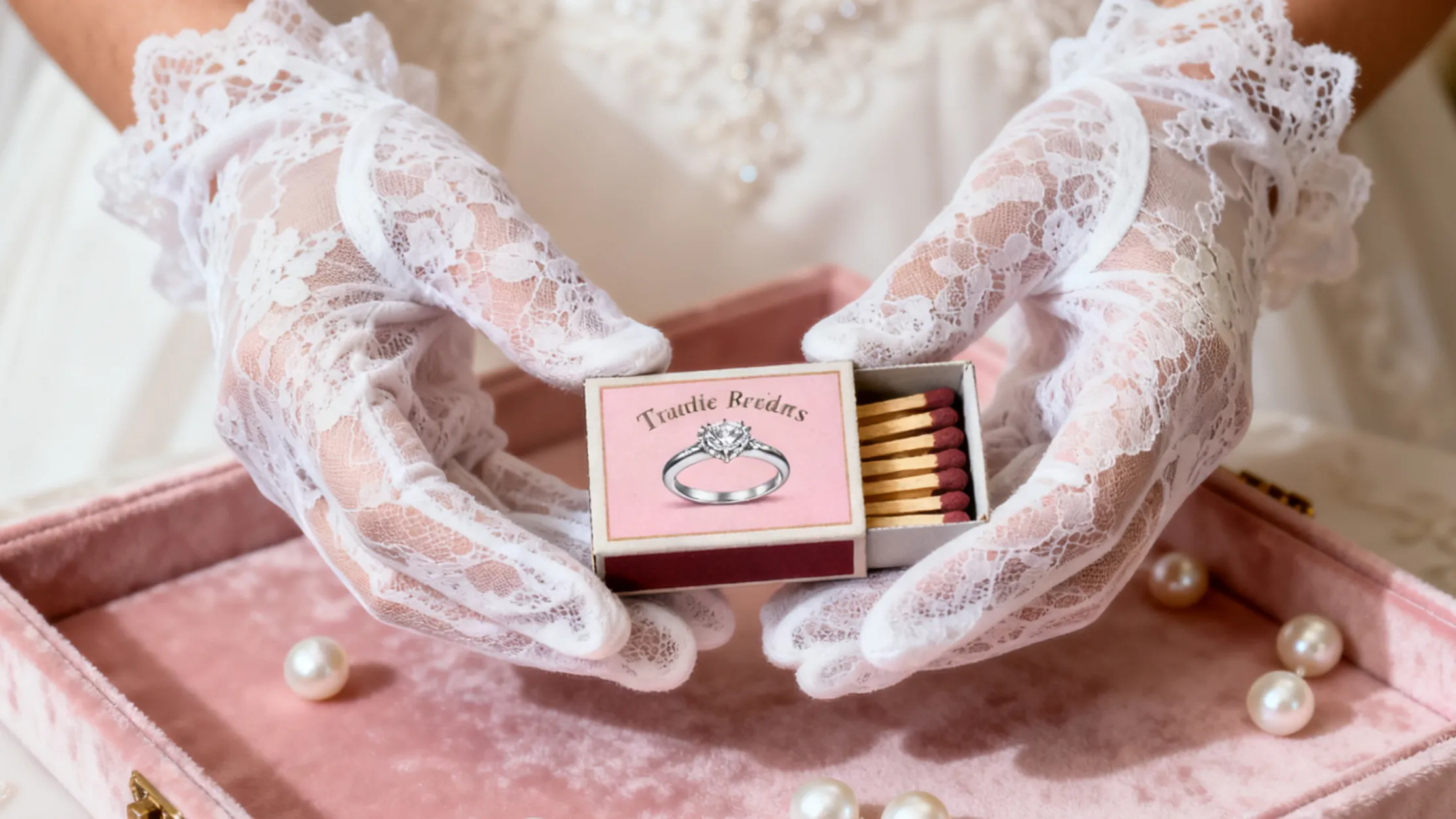 custom matchbox lace gloved hand pink packaging